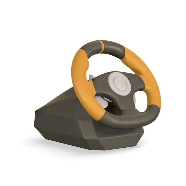 Realistico volante di gioco 3D Game stick controller console di videogiochi Game concept Vector