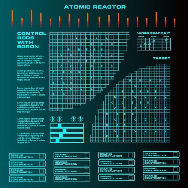 Reattore atomico Interfaccia utente grafica virtuale futuristica