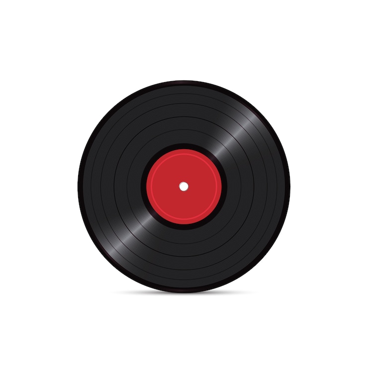 Vettore record del disco del vinile isolato su fondo bianco