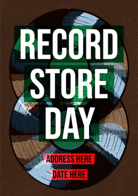 Record Store Day Gig Poster Flyer Template tshirt design registra musica retrò in vinile