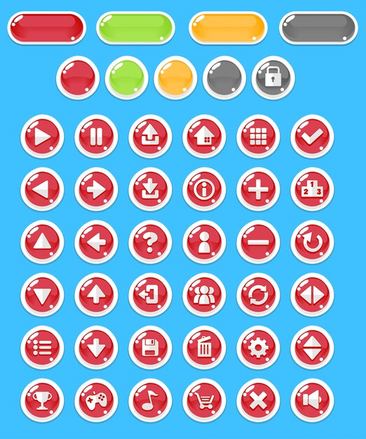 Red Bubble Game Buttons