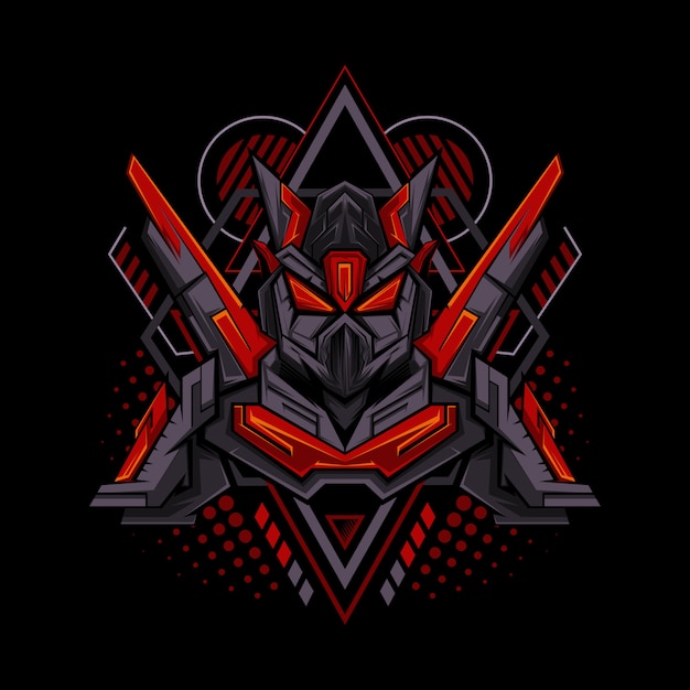 Red Mecha Geometry Style