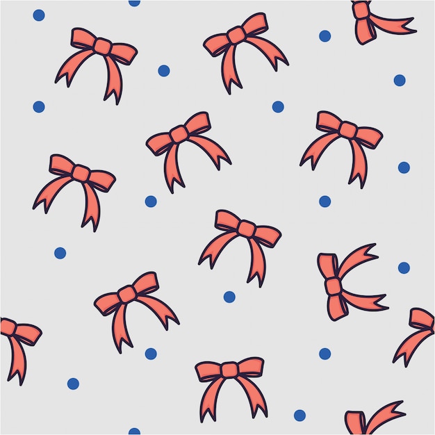 Red Ribbon Seamless Pattern con puntini