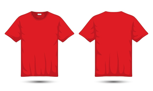 Red Tshirt mockup vista anteriore e posteriore illustrazione vettoriale