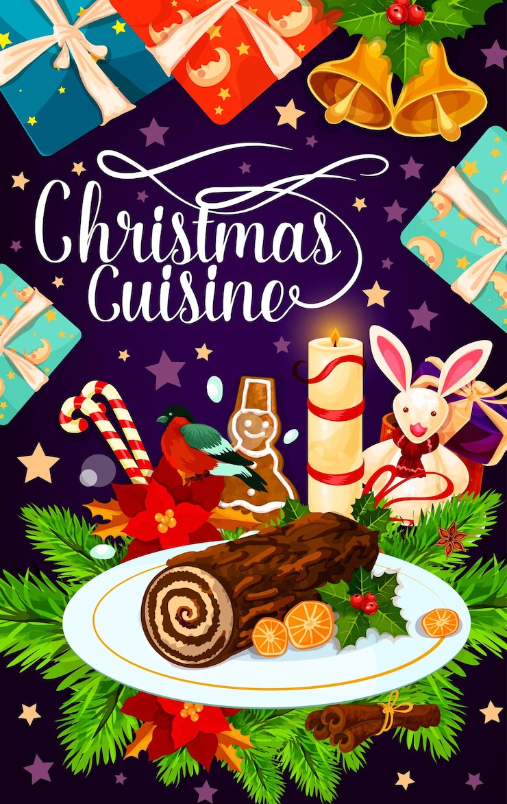 Vettore regalo di natale e biglietto di auguri per la torta