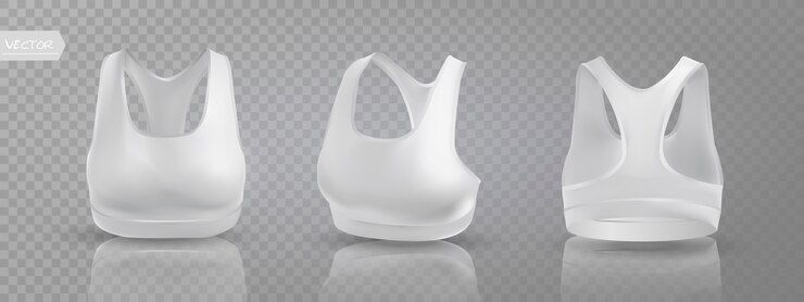 Vettore reggiseno sportivo da donna in diverse posizioni
