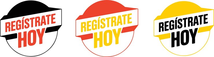 Vettore register today spanish label and spanish register badge