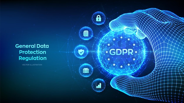 Regolamento generale sulla protezione dei dati (GDPR) concetto di privacy di sicurezza informatica sotto forma di poli sfera