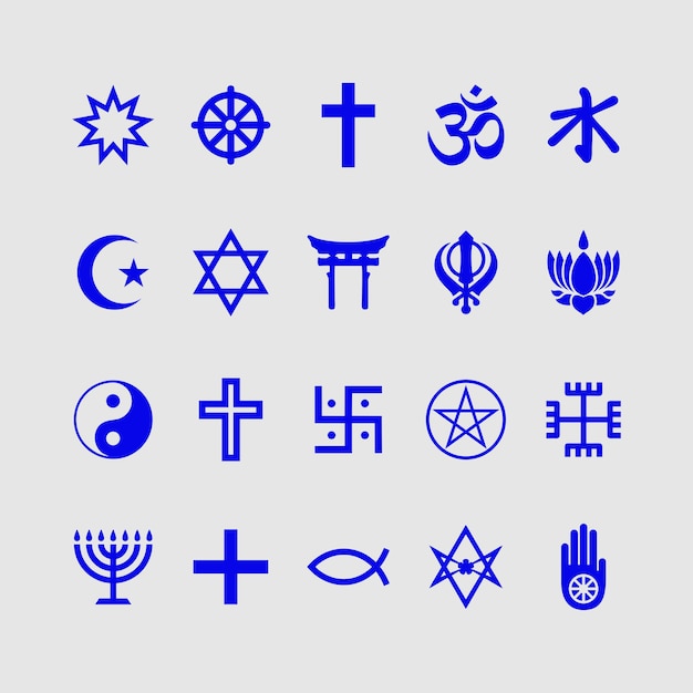 Religione del mondo simboli set di icone vettoriali