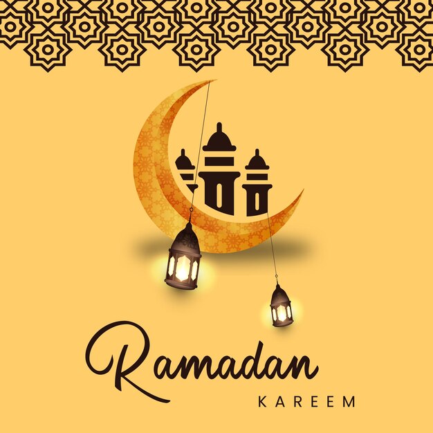 Religioso ramadan kareem festival islamico moschea sfondo vettoriale instagram post card