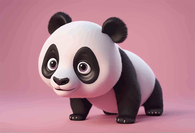 Rendering 3D di un panda cartone animato su sfondo bianco Rendering 3D di un panda cartone animato su sfondo bianco