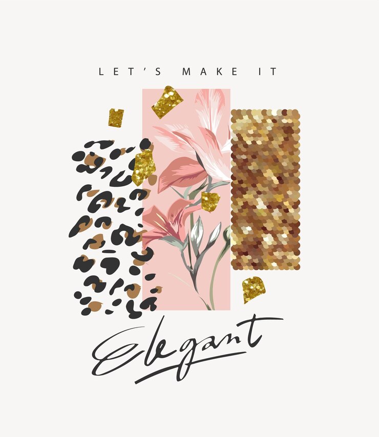 rendiamolo elegante slogan con disegno astratto di fiori e glitter dorati per la stampa di moda
