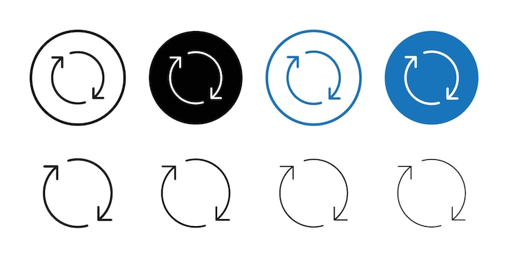 Vettore reset icon outline set sign (segnale di reset dell'icona)