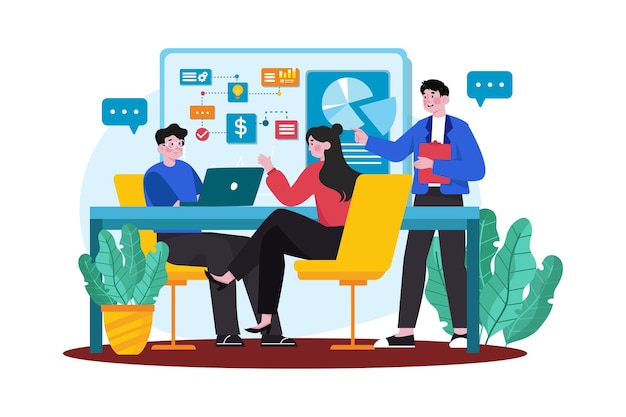 Responsabile delle vendite che fa brainstorming sulle strategie di vendita con il team