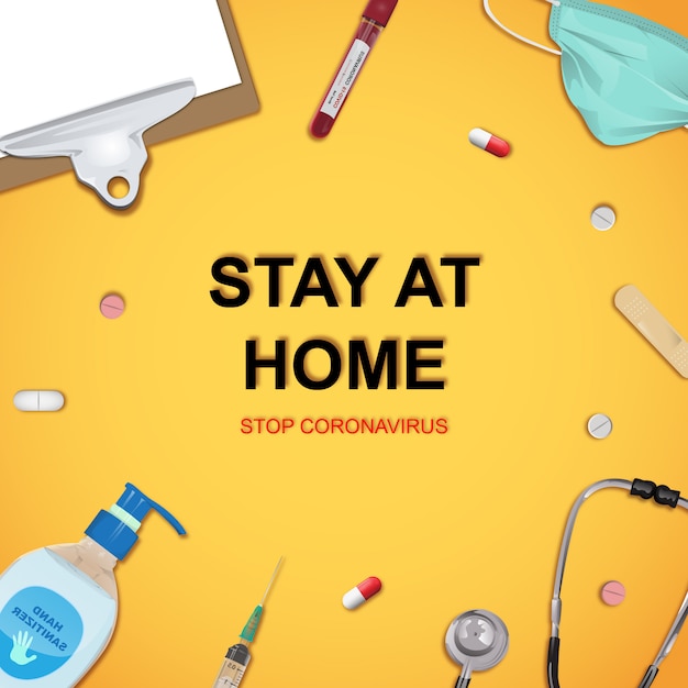 Resta a casa. Fermi il fondo del coronavirus con gli elementi medici