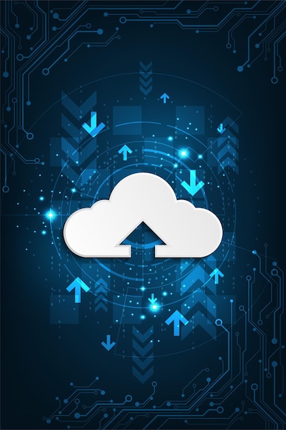 Rete cloud che carica varie informazioni attraverso sistemi digitali