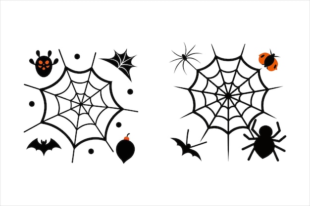 Rete di ragno Halloween Elementi Illustrazione vettoriale