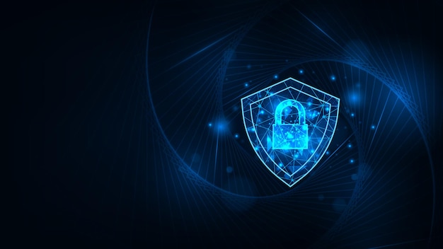 Rete di sicurezza futuristica al centro Cyber sicurezza digitale con background tecnologico di scudo