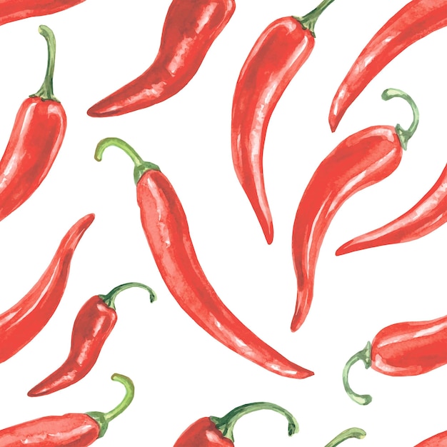 Reticolo dell'acquerello del peperoncino rosso. Illustrazione vettoriale