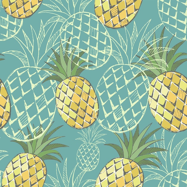 Reticolo senza giunte con ananas disegnato a mano