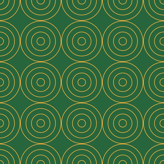 Reticolo senza giunte con ornamento geometrico cerchi a strisce gialle su sfondo verde