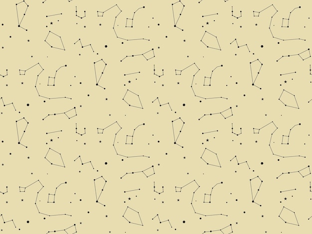 Reticolo senza giunte con stelle e costellazioni su sfondo beige