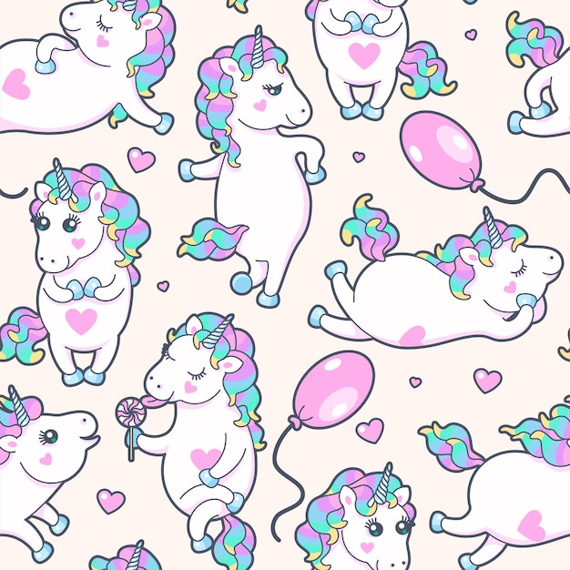 Reticolo senza giunte con unicorni carino