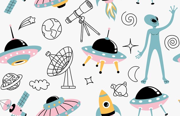 Reticolo senza giunte degli elementi dello spazio disegnato a mano.