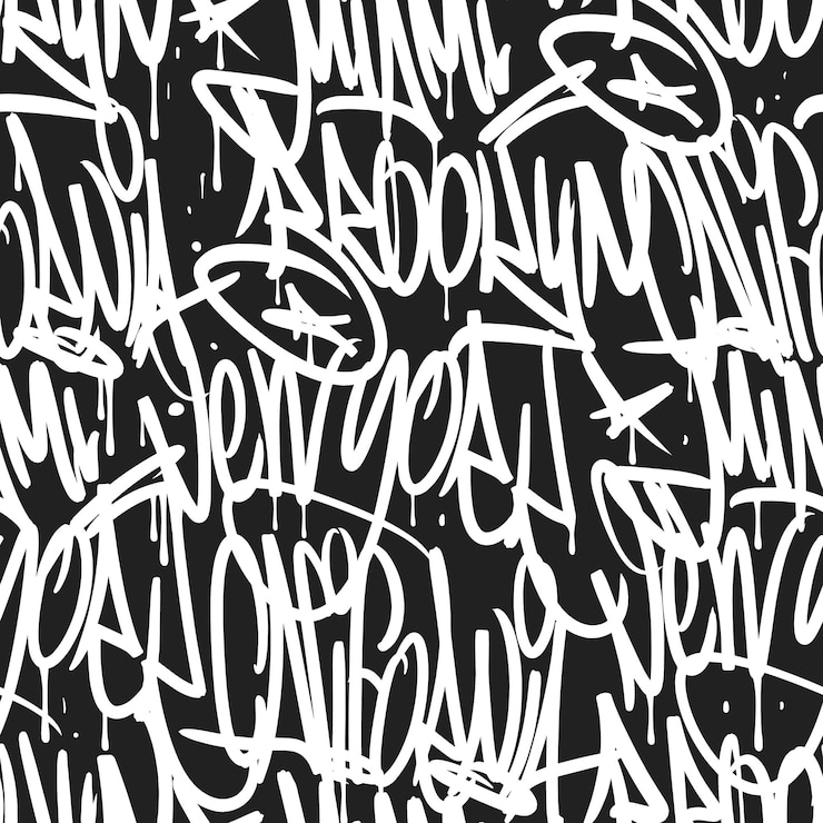 Vettore reticolo senza giunte dei graffiti di brooklyn new york miami california.