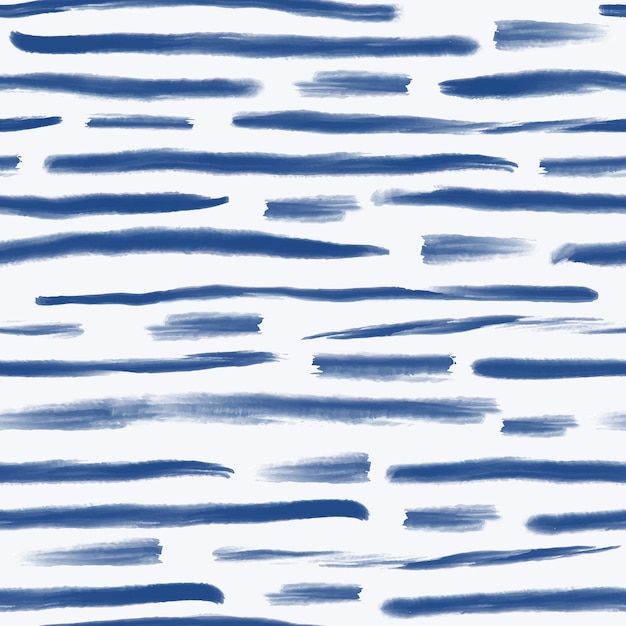 Reticolo senza giunte delle bande di pennello artistico. Sfondo di strisce di inchiostro blu disegnato a mano. Illustrazione vettoriale