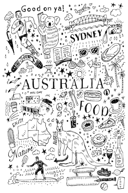 Reticolo senza giunte di Australia disegnato a mano