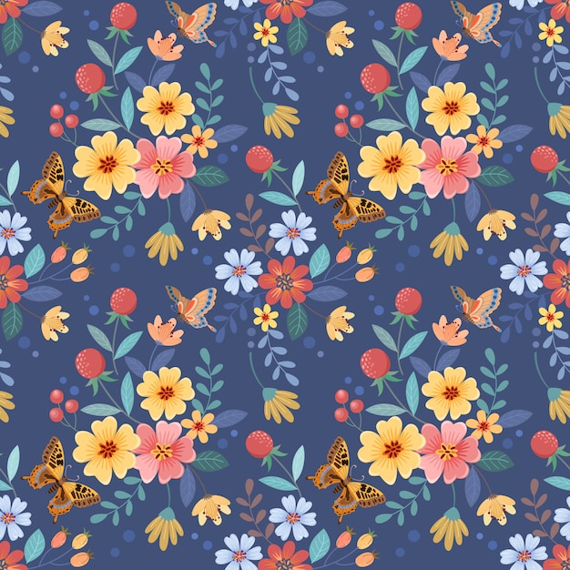 Reticolo senza giunte di fiori disegnati a mano colorati