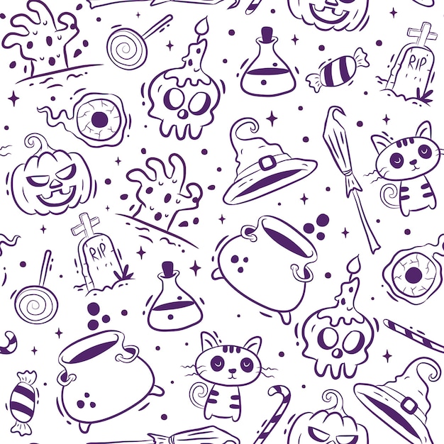 Reticolo senza giunte di Halloween disegnato a mano