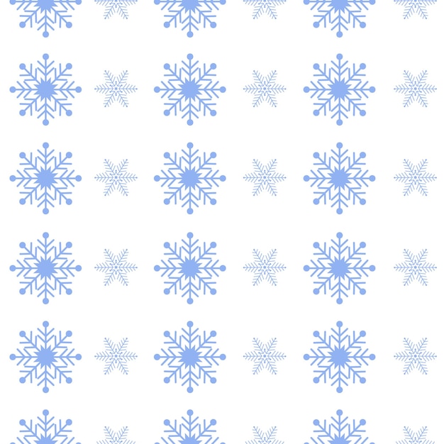 Reticolo senza giunte di inverno con l'immagine di fiocchi di neve di varie forme. Motivo natalizio con fiocchi di neve. Motivo natalizio per il principe, su sfondo bianco