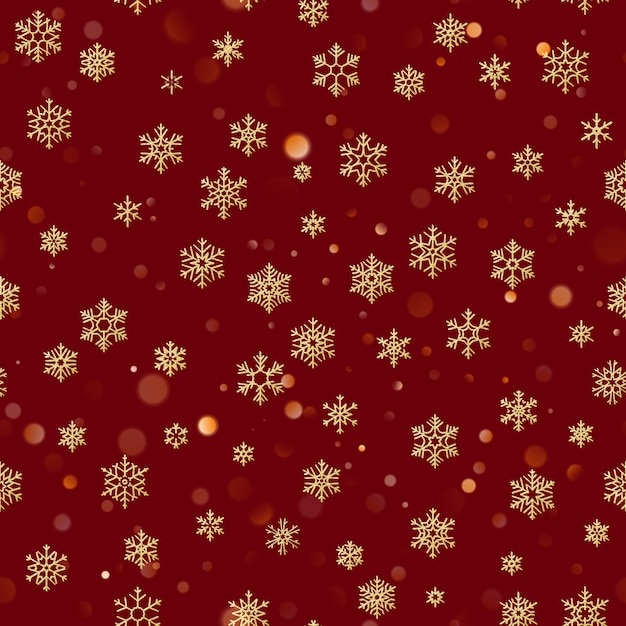 Reticolo senza giunte di natale dai fiocchi di neve bianchi su priorità bassa rossa.
