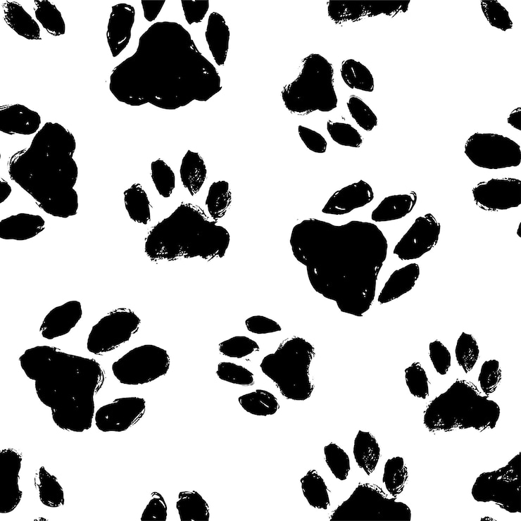 Vettore reticolo senza giunte di vettore di stampa della zampa inchiostro zampa di cani zampa di gatto