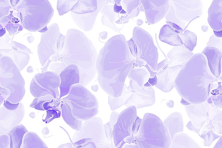 Vettore reticolo senza giunte floreale porpora pallido con le orchidee dei fiori