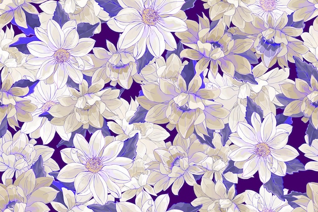 Reticolo senza giunte floreale viola con le dalie dei fiori