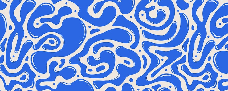 Vettore retro modello senza cuciture astratto con forme organiche blu liquido decorative forme fluide groovy