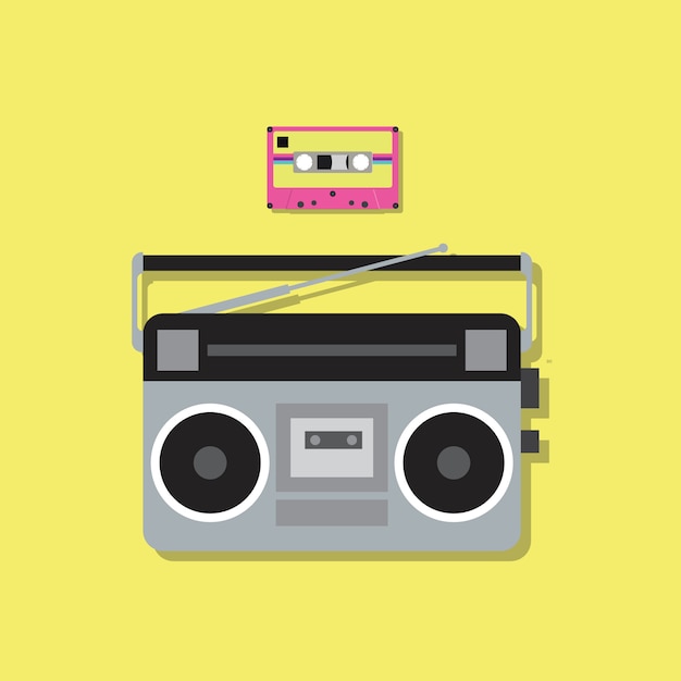 Retro radio player e cassetta
