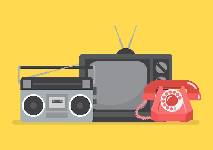 Vettore retro televisione e radio