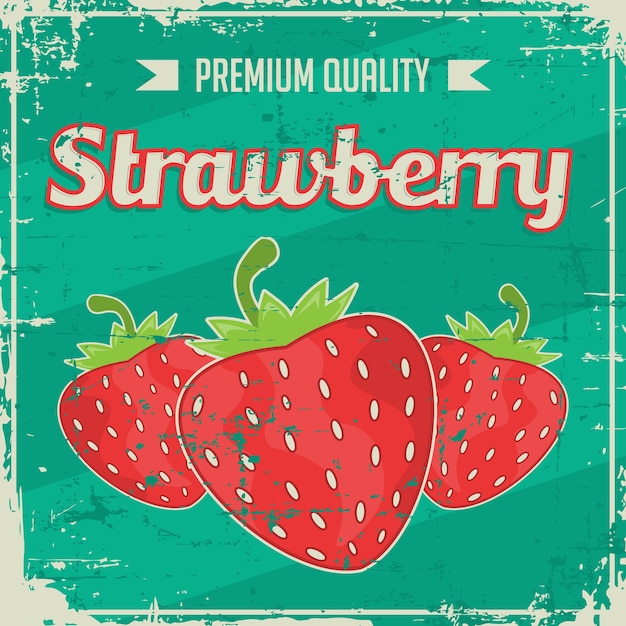 Retro vettore del contrassegno dell&#39;annata della fragola