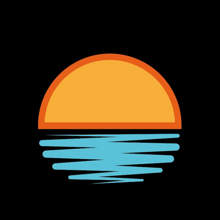 Vettore retro vintage background shapes designs sun over sea disegno del logo vettoriale