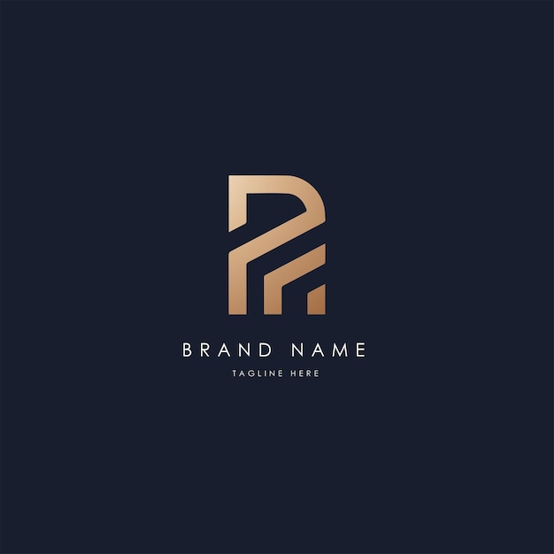 RF vettore logo design immagine vettoriale alfabetico stile dorato di lusso