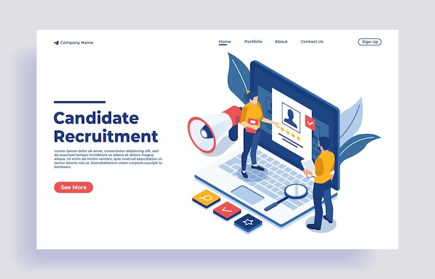Ricerca di lavoro online isometrica e concetto di risorse umane e reclutamento che stiamo assumendo