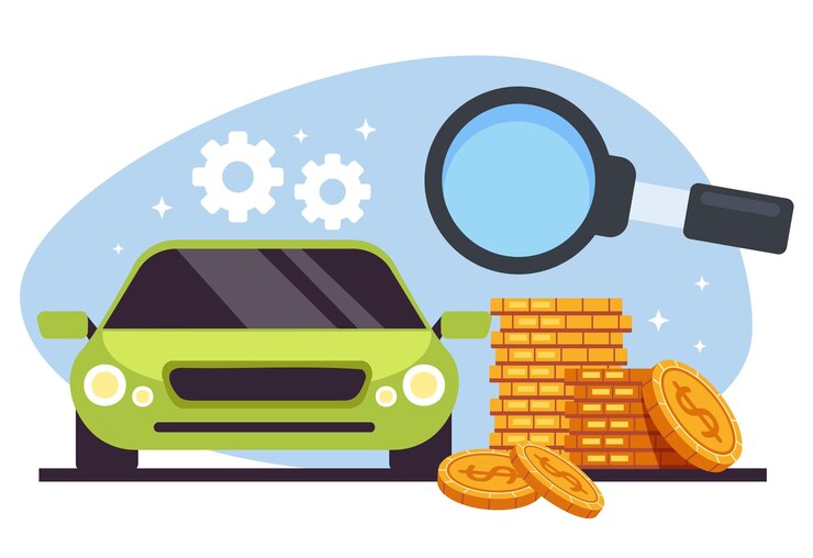 Vettore ricerca di un'auto da acquistare, concetto isolato. illustrazione vettoriale piatta in stile cartone animato