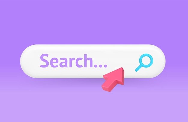 Ricerca online browser internet indirizzo barra di navigazione freccia clic cursore icona 3D vettore realistico