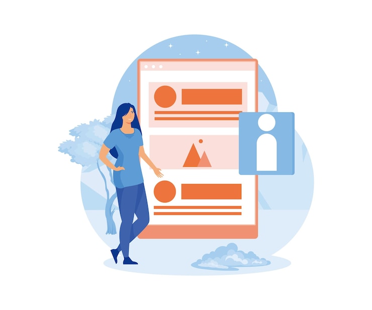 Vettore riempimento di contenuti di servizi o piattaforme online creazione di illustrazioni moderne a vettore piatto reattive