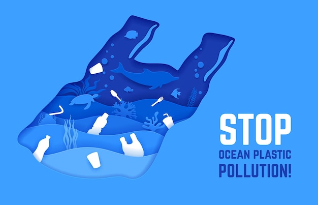 Rifiuti plastici in acqua inquinata sul fondo del mare