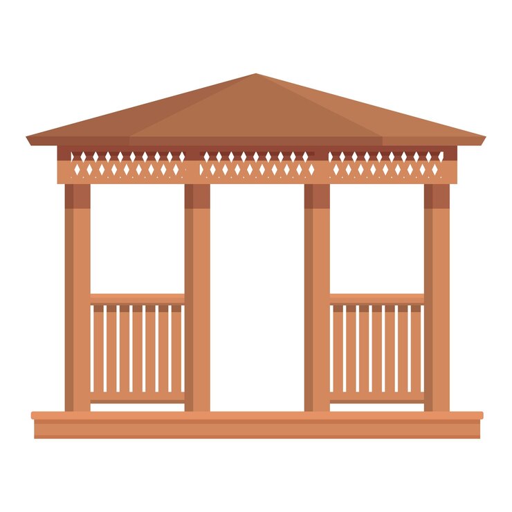 Vettore rifugio in legno icona vettore cartone animato casa pergola natura estiva